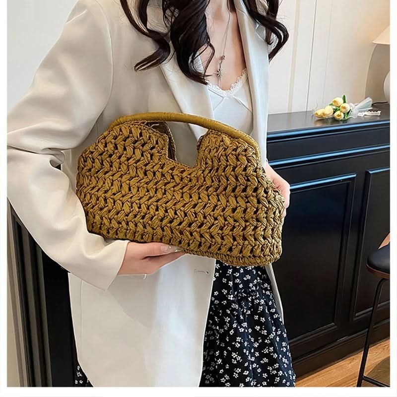 Borsa a tracolla in rafia intrecciata LUXEWEAVE — Leggera, perfetta per l’estate