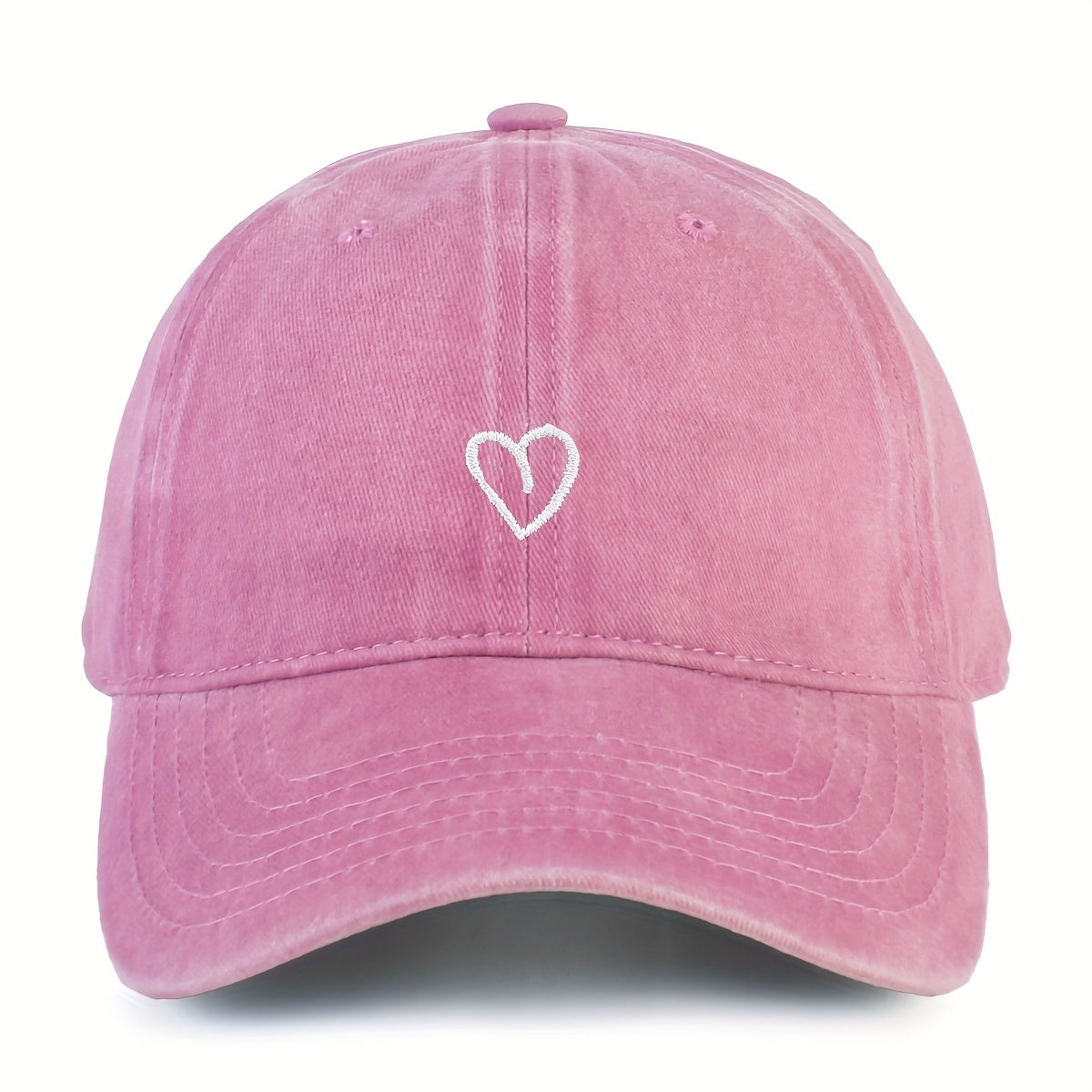 Vintage Cotton Baseball Cap With Heart Stitching Adjustable Washed Sports Hat