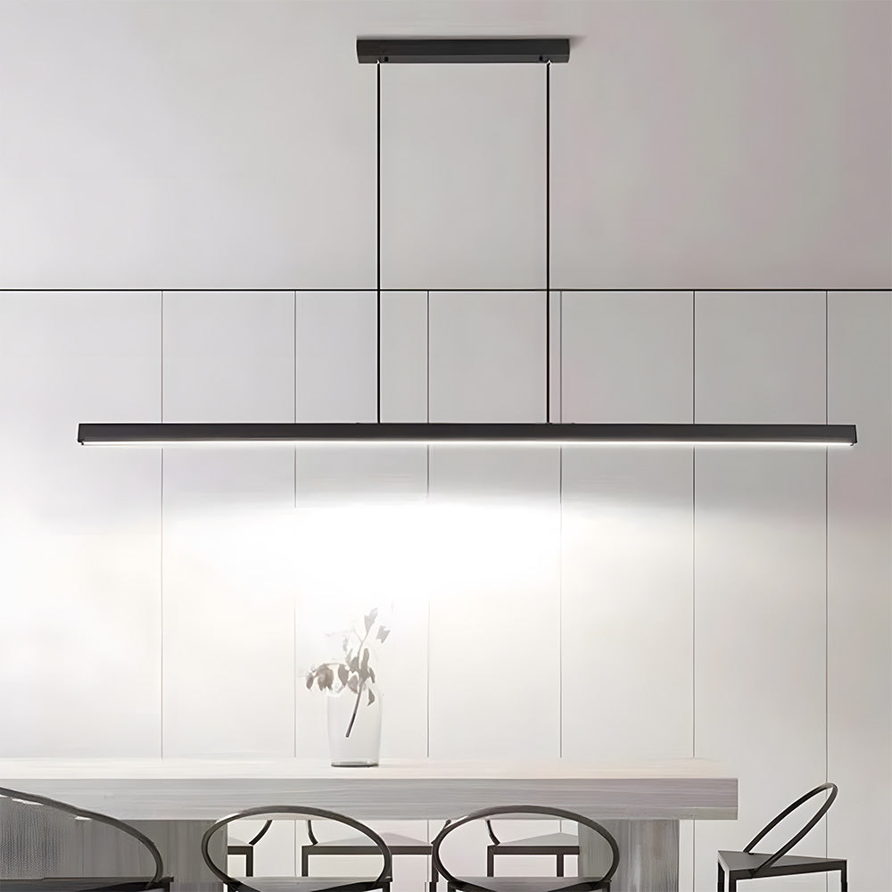 Verumo Linear LED Pendant Lamp In Black Metal For Kitchen Island Or Dining Table