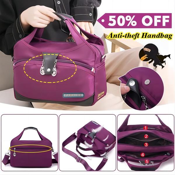 Geantă crossbody antifurt din nailon — design hidrofug, compartimente multiple, funcții de securitate ascunse