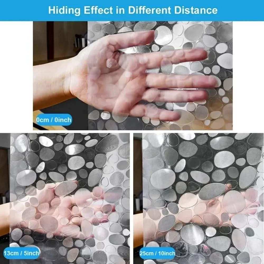 Cortina de duche transparente CLEARFLOW — Design impermeável com padrão de seixos