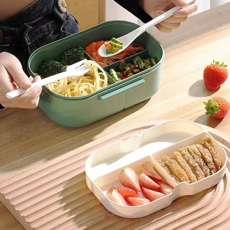 Organiseur à deux niveaux pour déjeuner bento BENTOMIRA — Compartiments séparés, couverts inclus