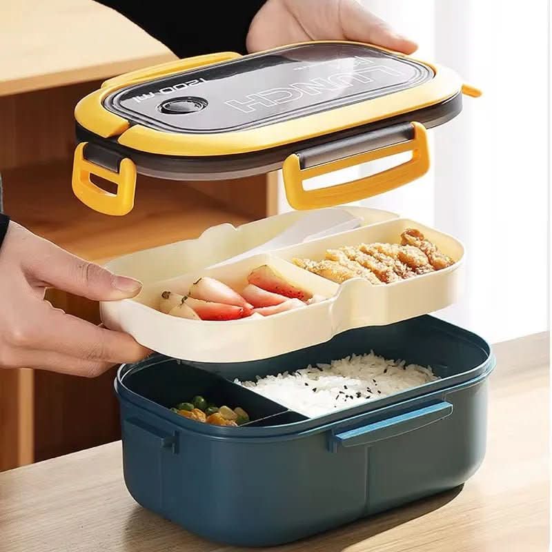 Organiseur à deux niveaux pour déjeuner bento BENTOMIRA — Compartiments séparés, couverts inclus