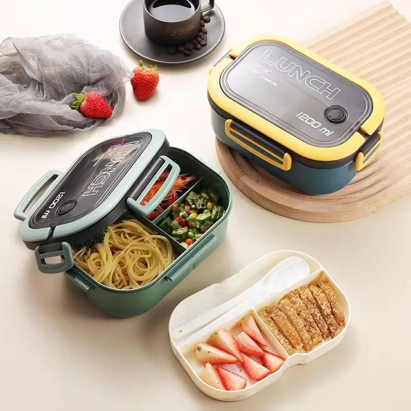 Organiseur à deux niveaux pour déjeuner bento BENTOMIRA — Compartiments séparés, couverts inclus