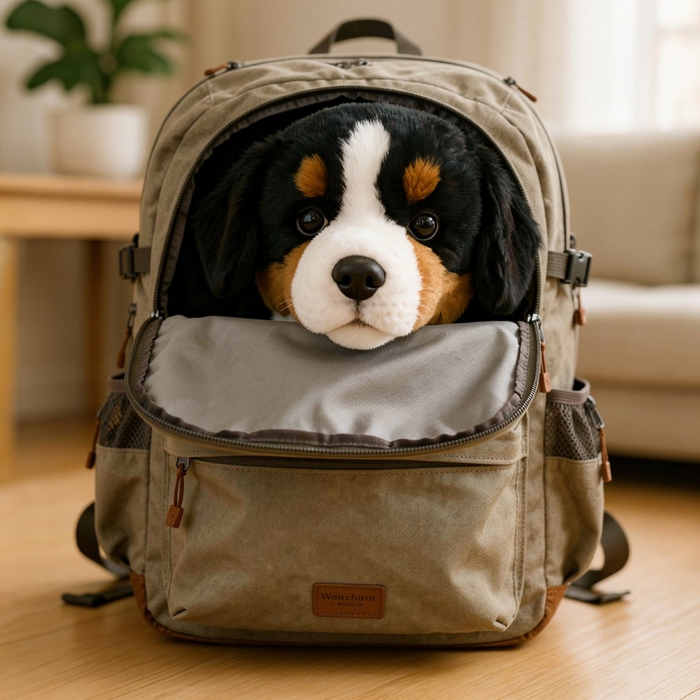 Peluche chiot bouvier bernois SoftBernie — Aspect réaliste, pelage duveteux, douceur réconfortante