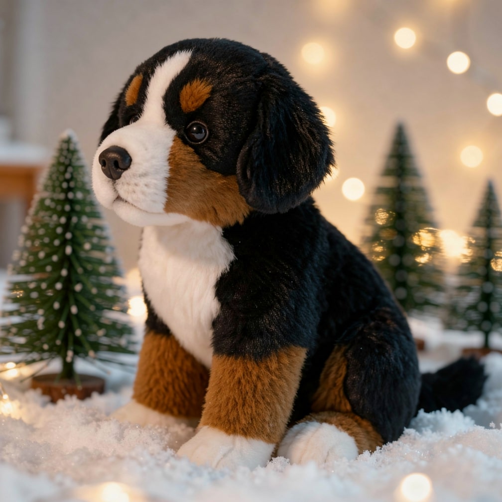 Peluche chiot bouvier bernois SoftBernie — Aspect réaliste, pelage duveteux, douceur réconfortante