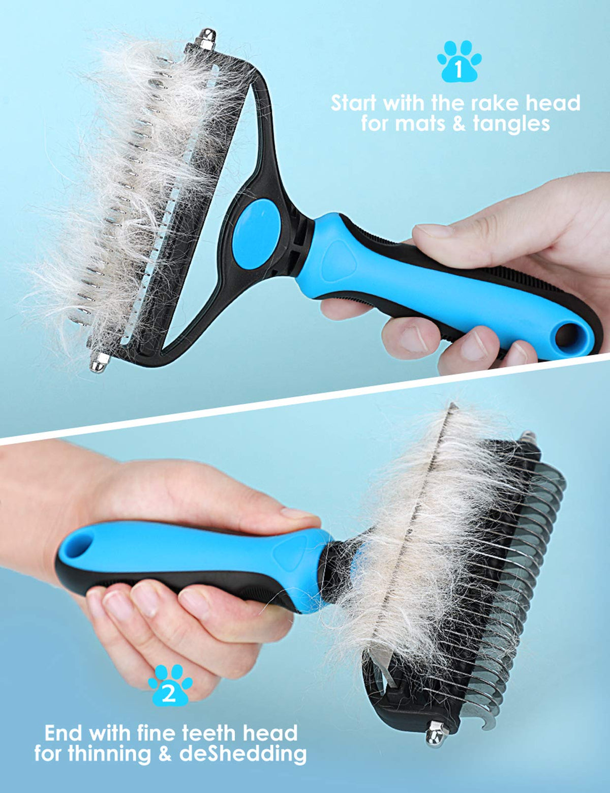 Brosse démêlante double face pour chien et chat - Démêlage en douceur et élimination en profondeur des nœuds
