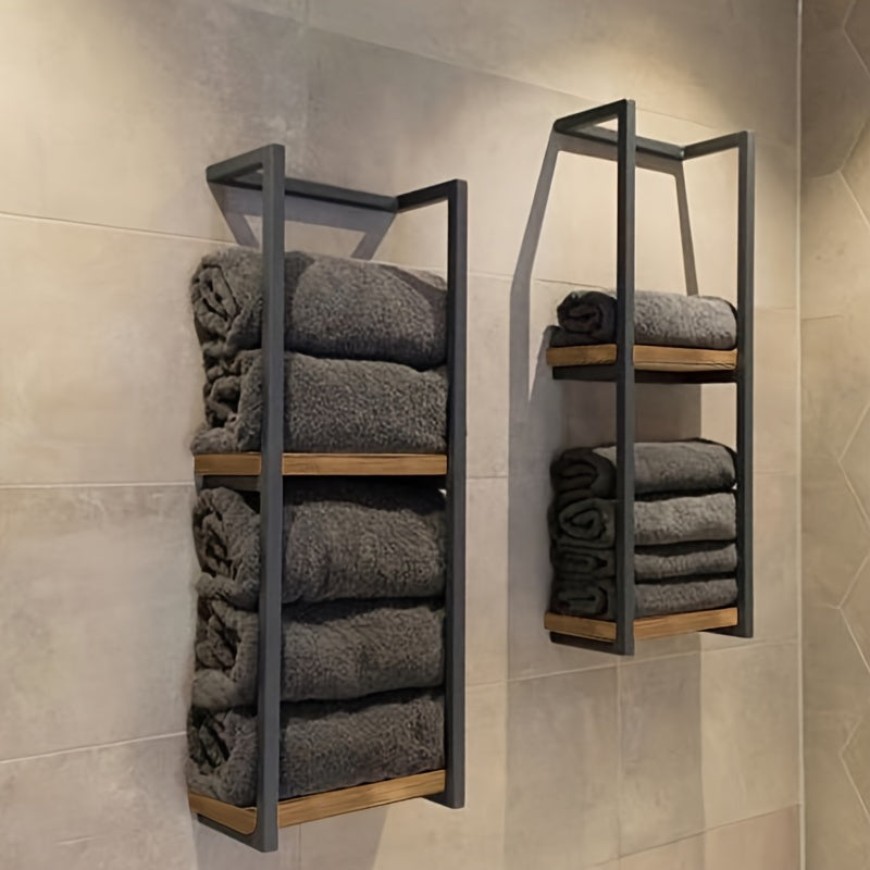 Stainless Steel Double Level Wall Towel Rack For Bathroom