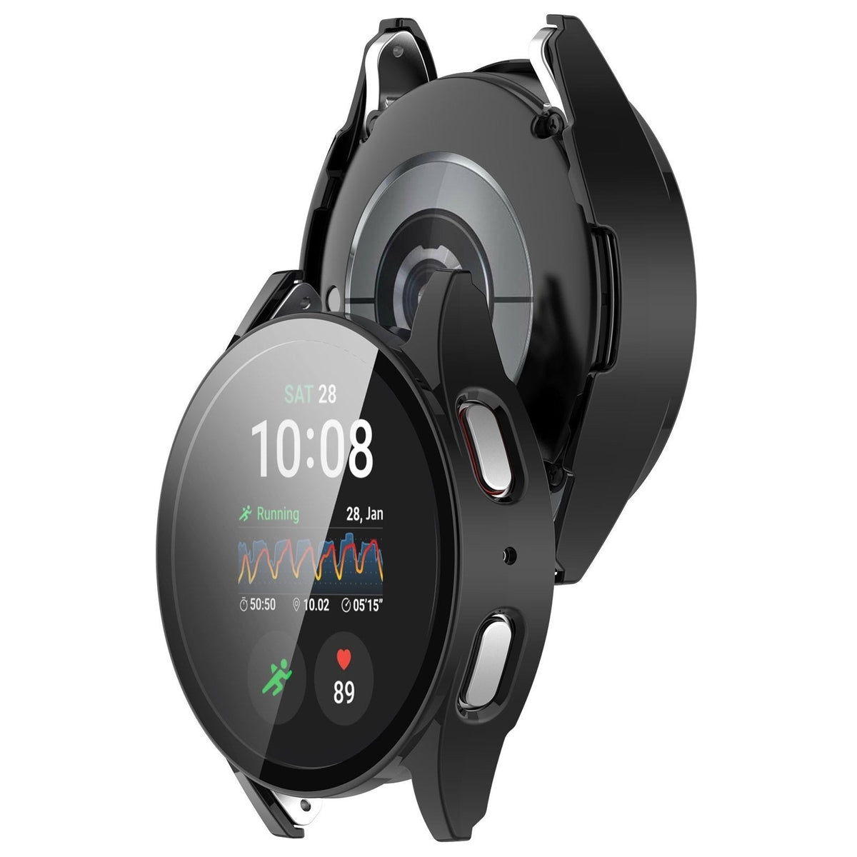 Samsung Galaxy Watch 7 40mm Μαύρη σκληρή θήκη — Γυάλινο μπροστινό κάλυμμα