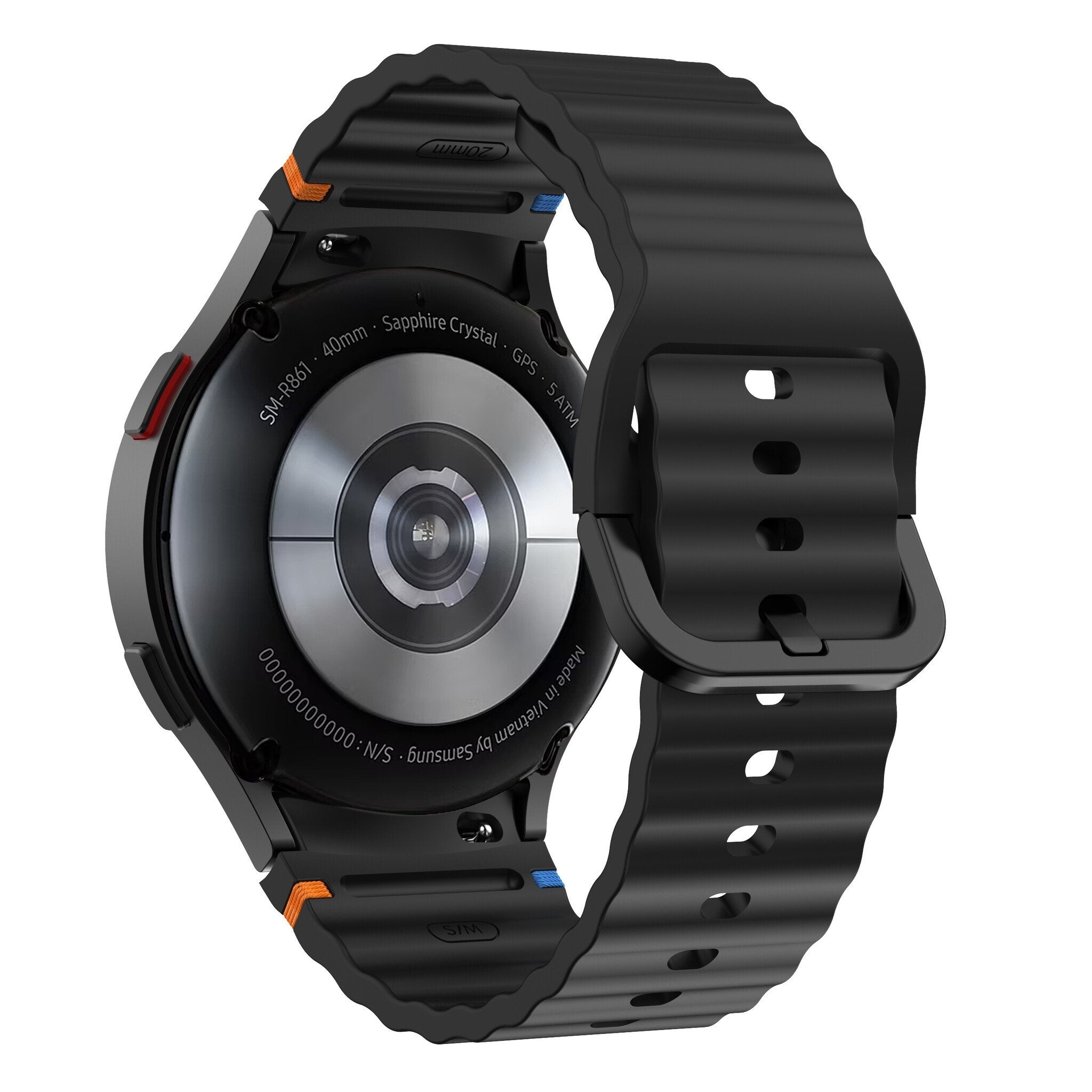 Vervangende polsband met Wave-bandje voor Samsung Galaxy Watch 4 40 mm — zwart