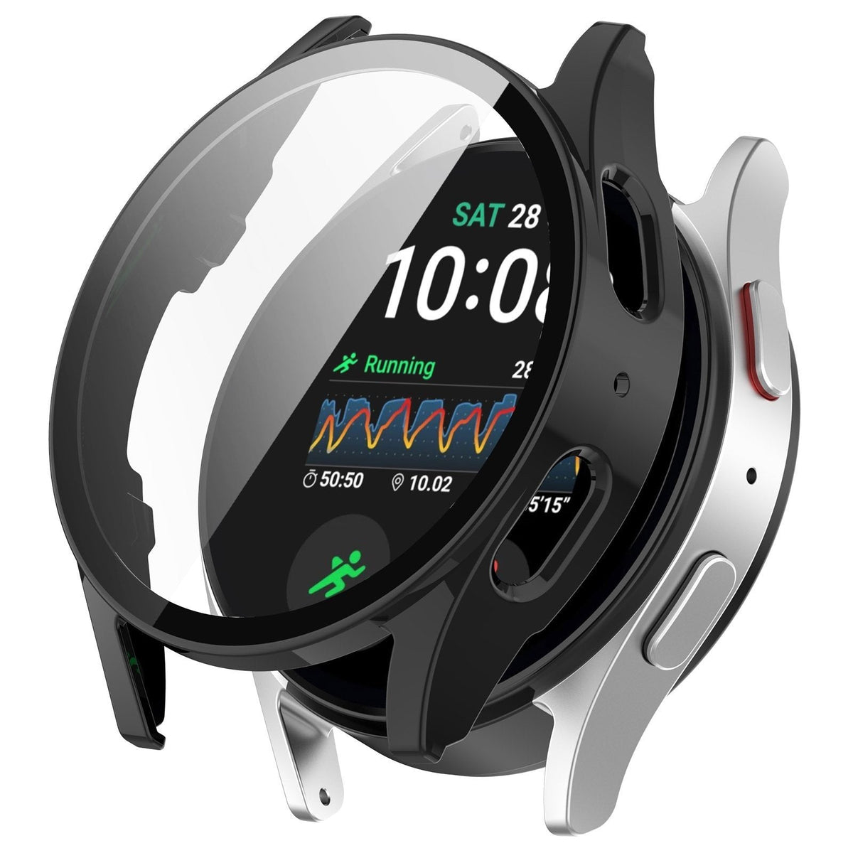 Samsung Galaxy Watch 7 40mm Μαύρη σκληρή θήκη — Γυάλινο μπροστινό κάλυμμα