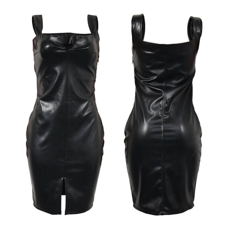 Black Bodycon Leather Dress | Ka-mostore