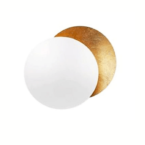 Lampada da parete per eclissi solare rotante in metallo dorato con LED
