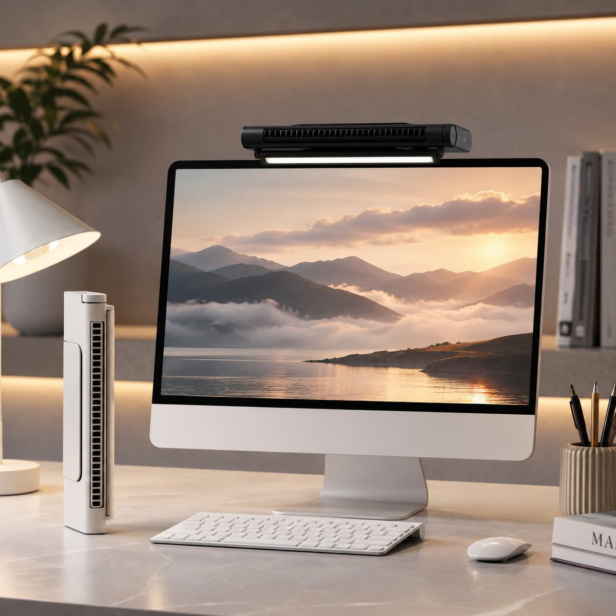 Ventilador de escritorio USB sin aspas Luftkavell con luz LED, silencioso y con circulación de aire