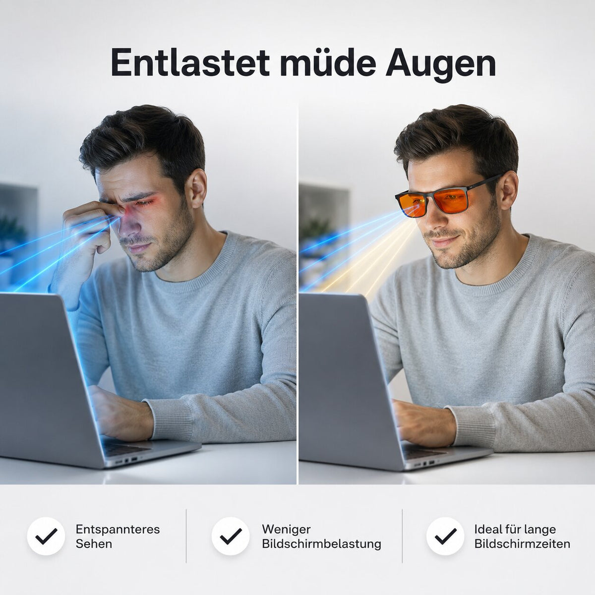 BlueShield glasögon som filtrerar blått ljus — lätta glasögon för bekväma skärmögen