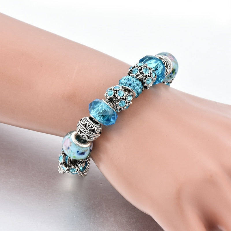 Blue Crystal Charm Bracelet | Ka-mostore