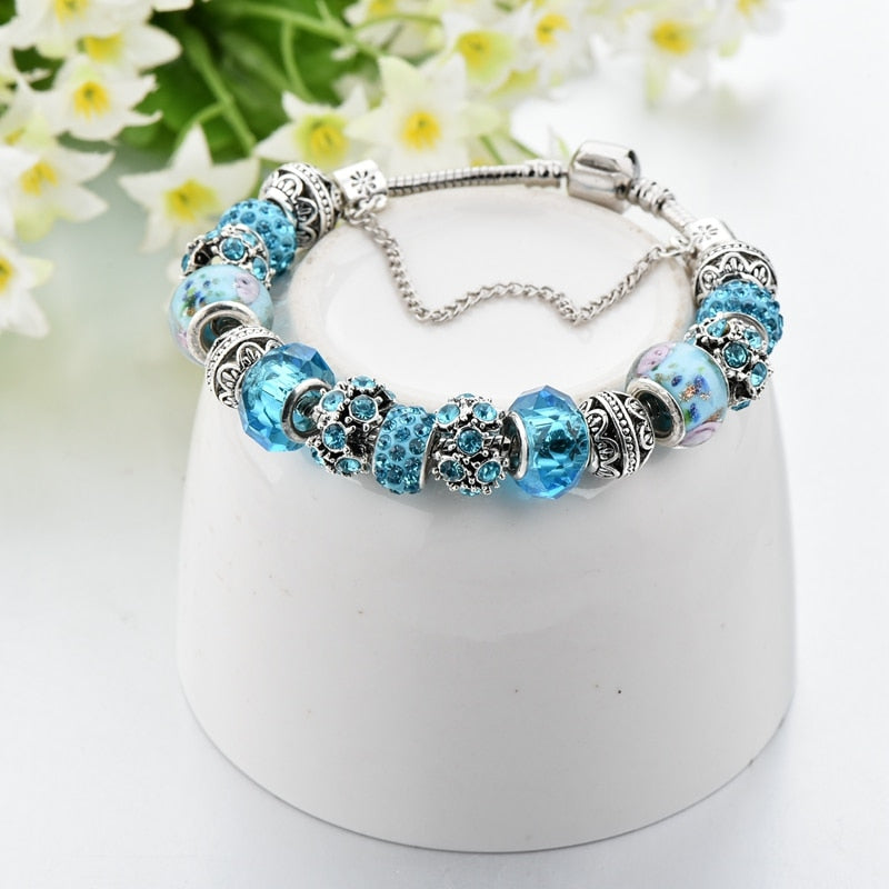 Blue Crystal Charm Bracelet | Ka-mostore