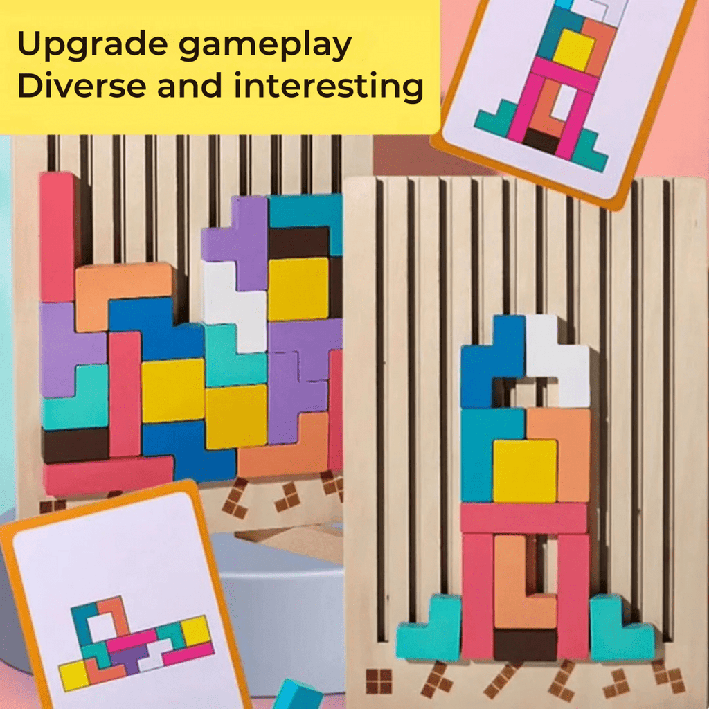 BRIQLEARN – Montessori-trä-Tetris för kreativ stapling och logikträning | Ka-mostore