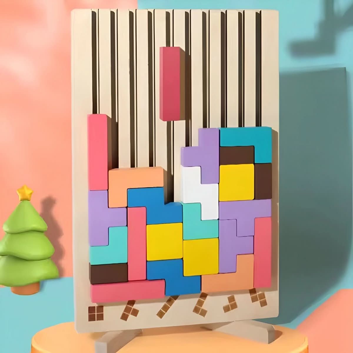BRIQLEARN – Montessori-trä-Tetris för kreativ stapling och logikträning | Ka-mostore