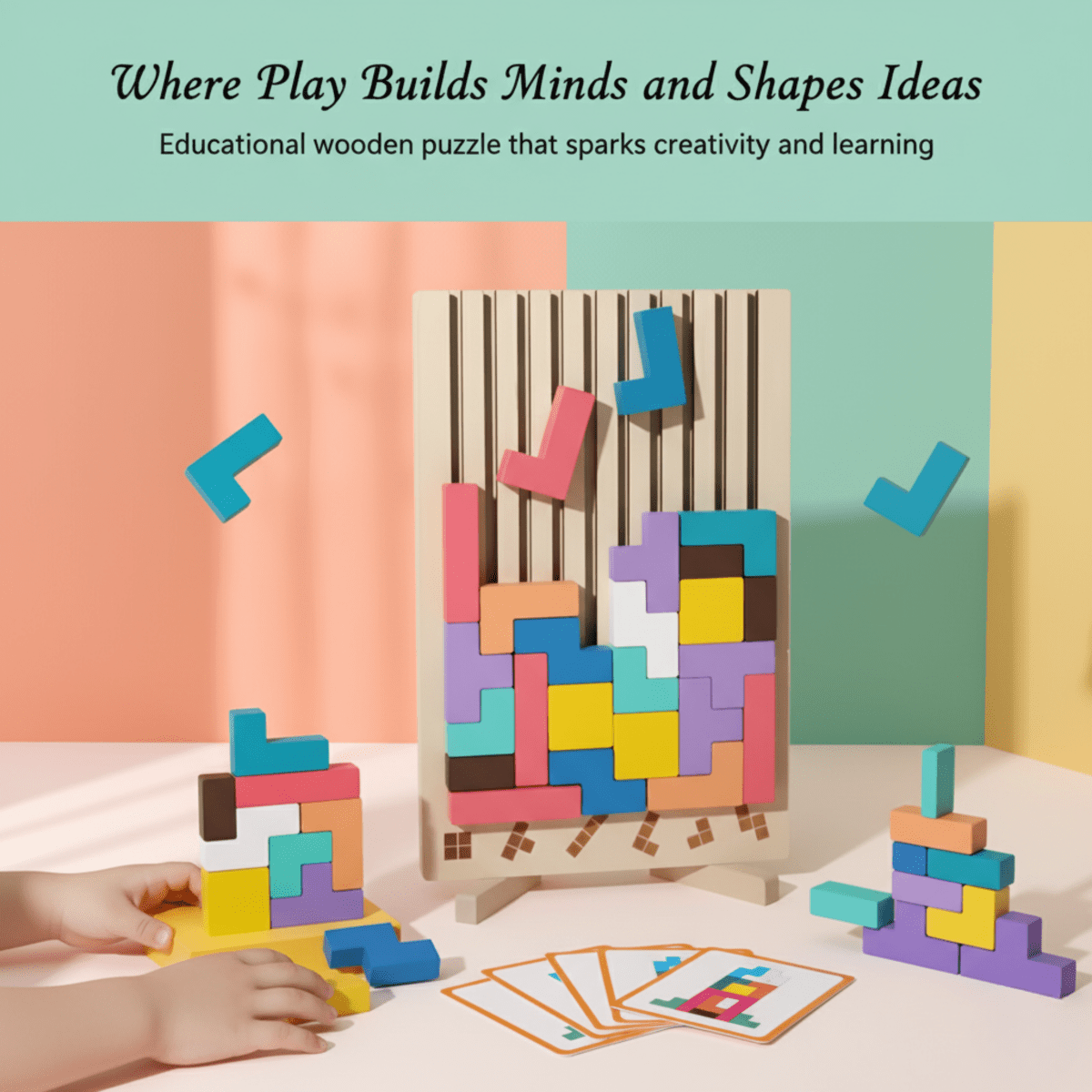 BRIQLEARN – Montessori-trä-Tetris för kreativ stapling och logikträning | Ka-mostore