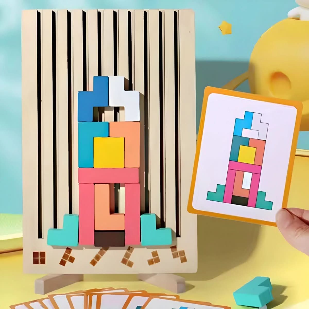 BRIQLEARN – Montessori-trä-Tetris för kreativ stapling och logikträning | Ka-mostore