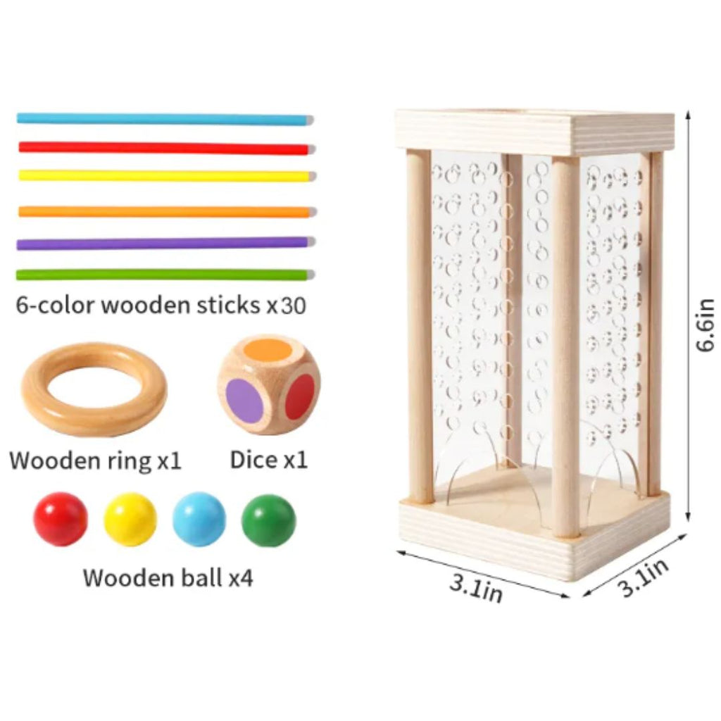 Houten stapelspel met 3-in-1-stokken - bouwt concentratie en coördinatievaardigheden op