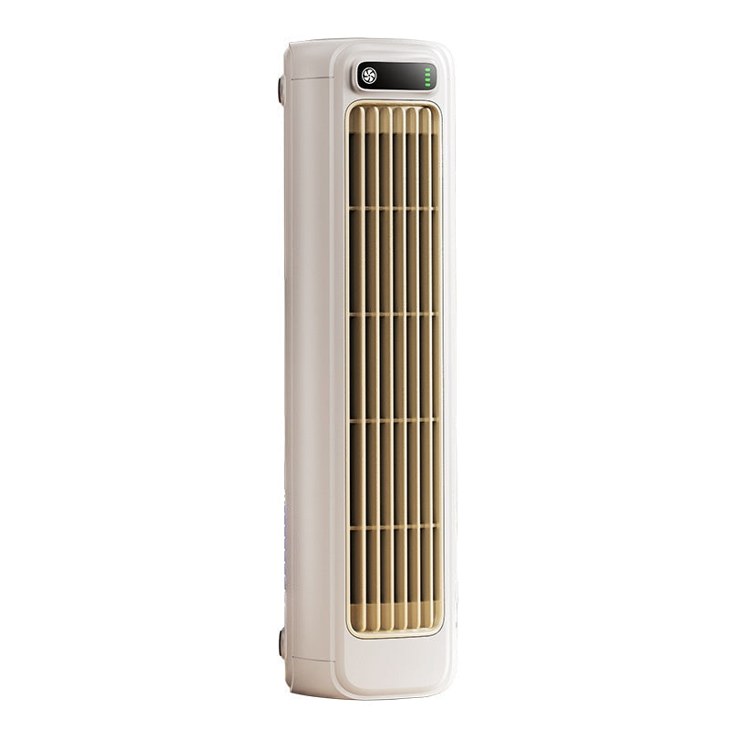 USB Bladeless Tower Fan for Desk and Home Office, Quiet Gray, Three-Speed Cooling