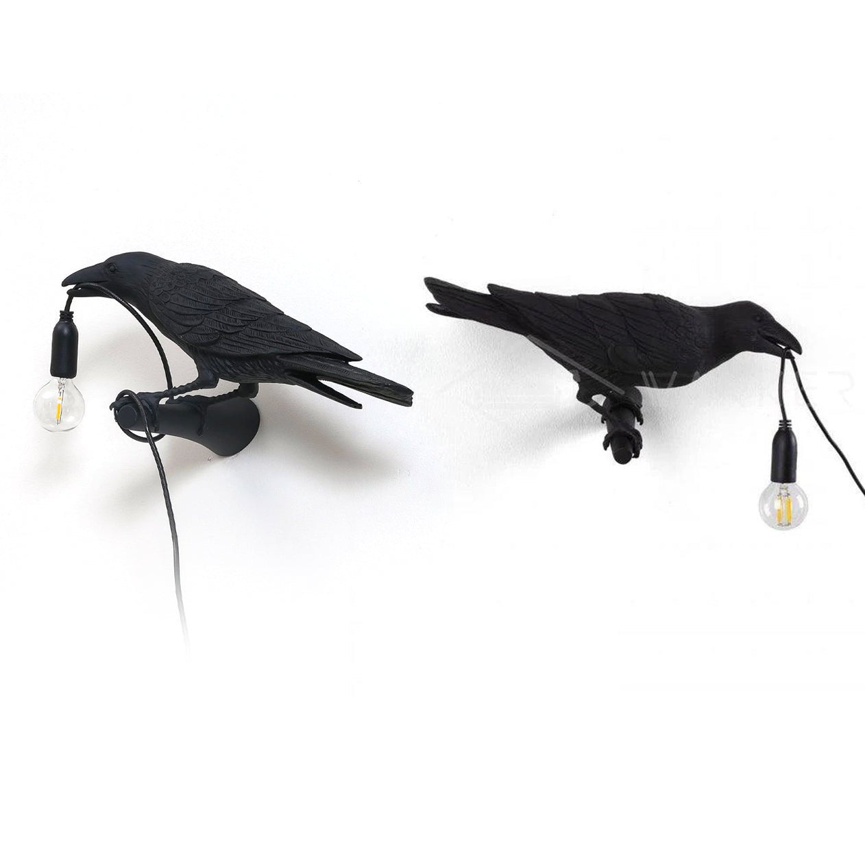 Lumină de perete din rășină cu trei corbi, cu strălucire ambientală blândă, disponibilă în două variante de culoare pentru decor modern al casei