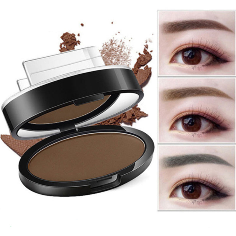Eyebrow Stamp Kit With Powder, Waterproof, Natural Finish, 3 Shapes, 3 Colors