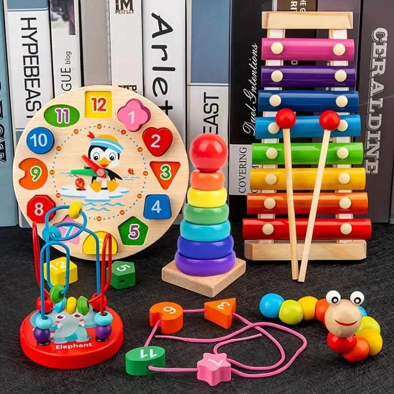 Zestaw Montessori NovaBloom 5 w 1 — kompaktowy zestaw zabaw dla dzieci od szóstego miesiąca życia
