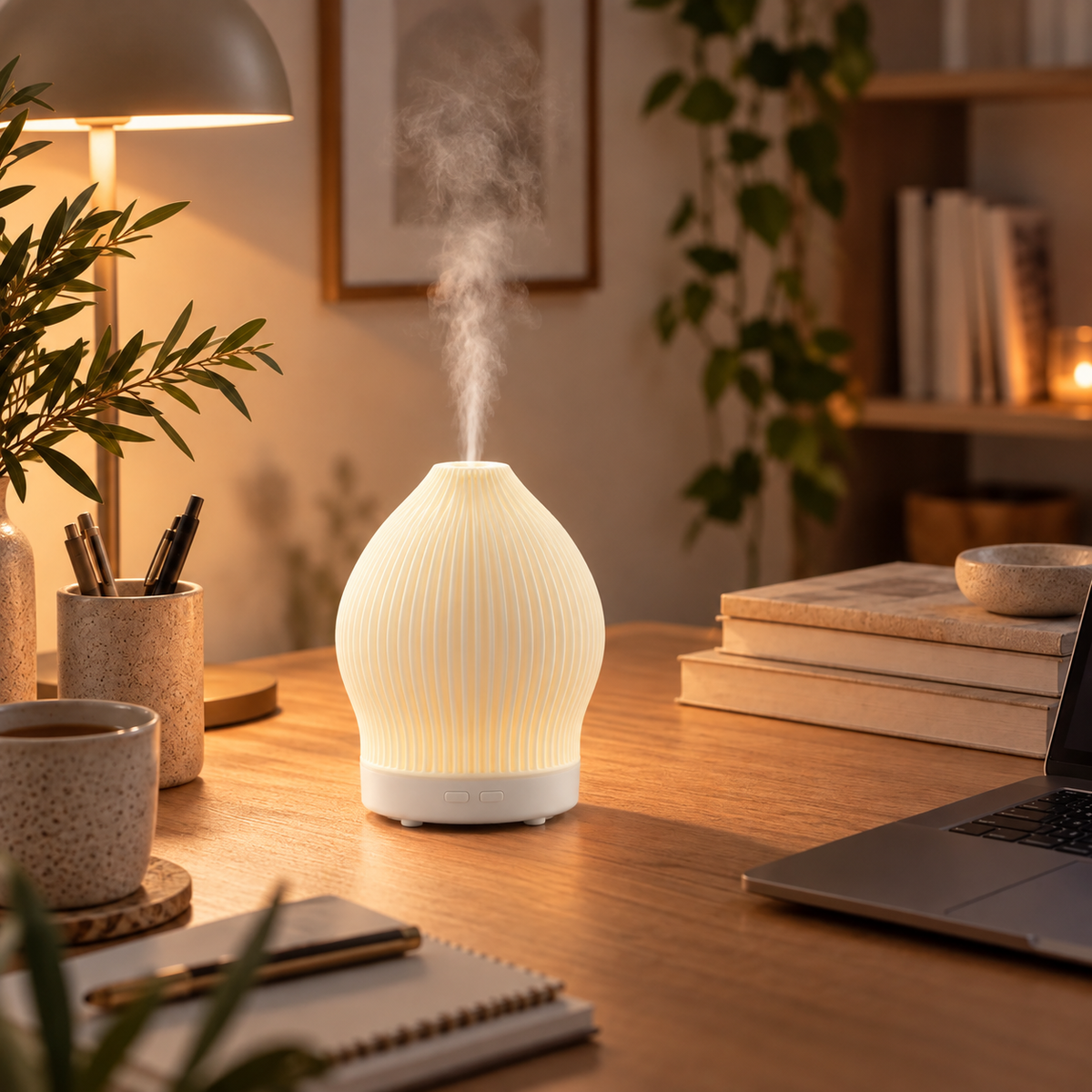 Aromadiffuser i glas — inspireret af rosenkvarts, nanodugteknologi og stemningslys