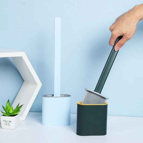 Toilet Brush Silicone Head Flexible For Hygienic Modern Design And Easy Cleaning