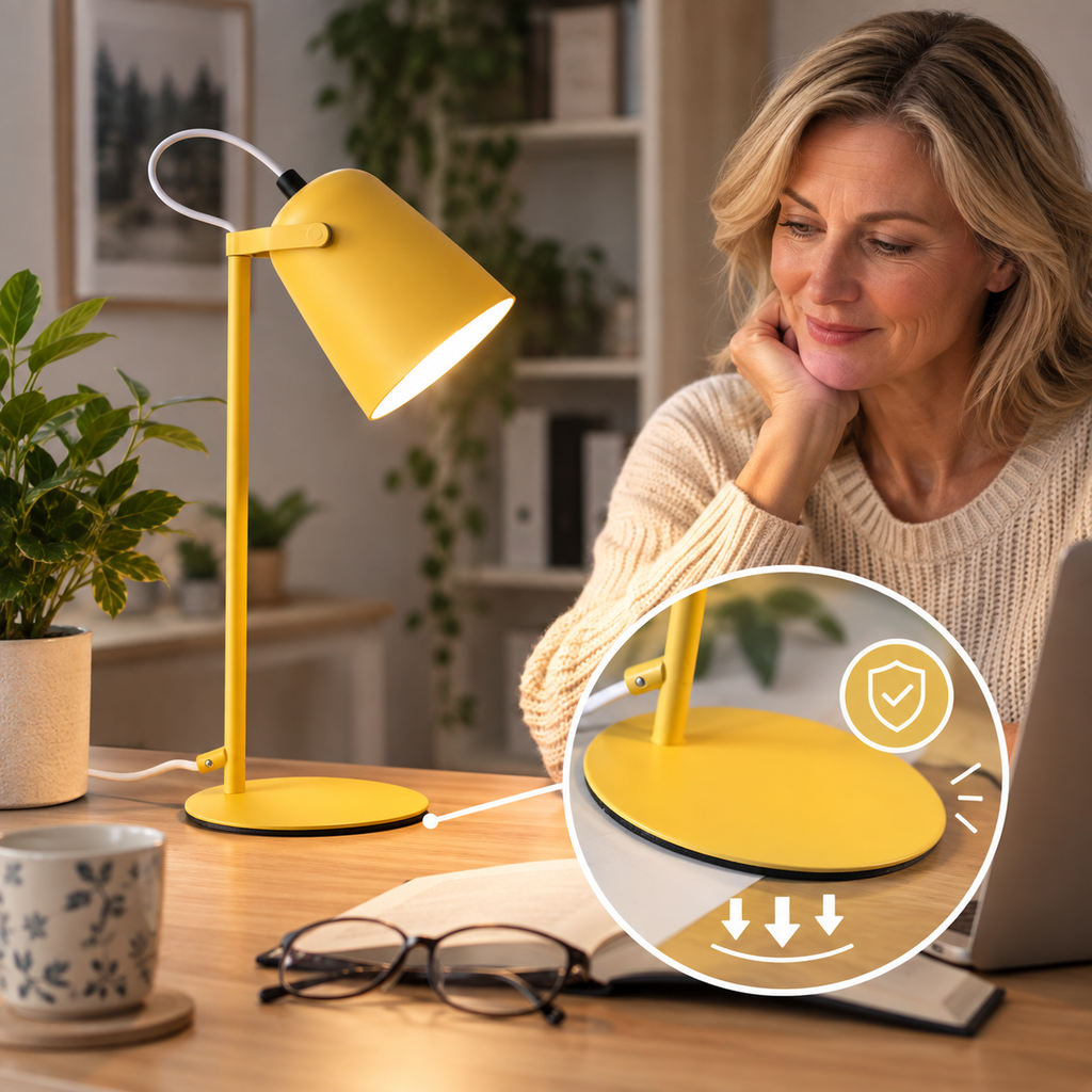 DESKFLARE állítható asztali lámpa - meleg LED-fény, irányított fénysugár, kompakt kialakítás