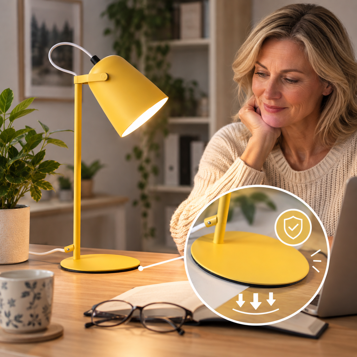 DESKFLARE állítható asztali lámpa - meleg LED-fény, irányított fénysugár, kompakt kialakítás