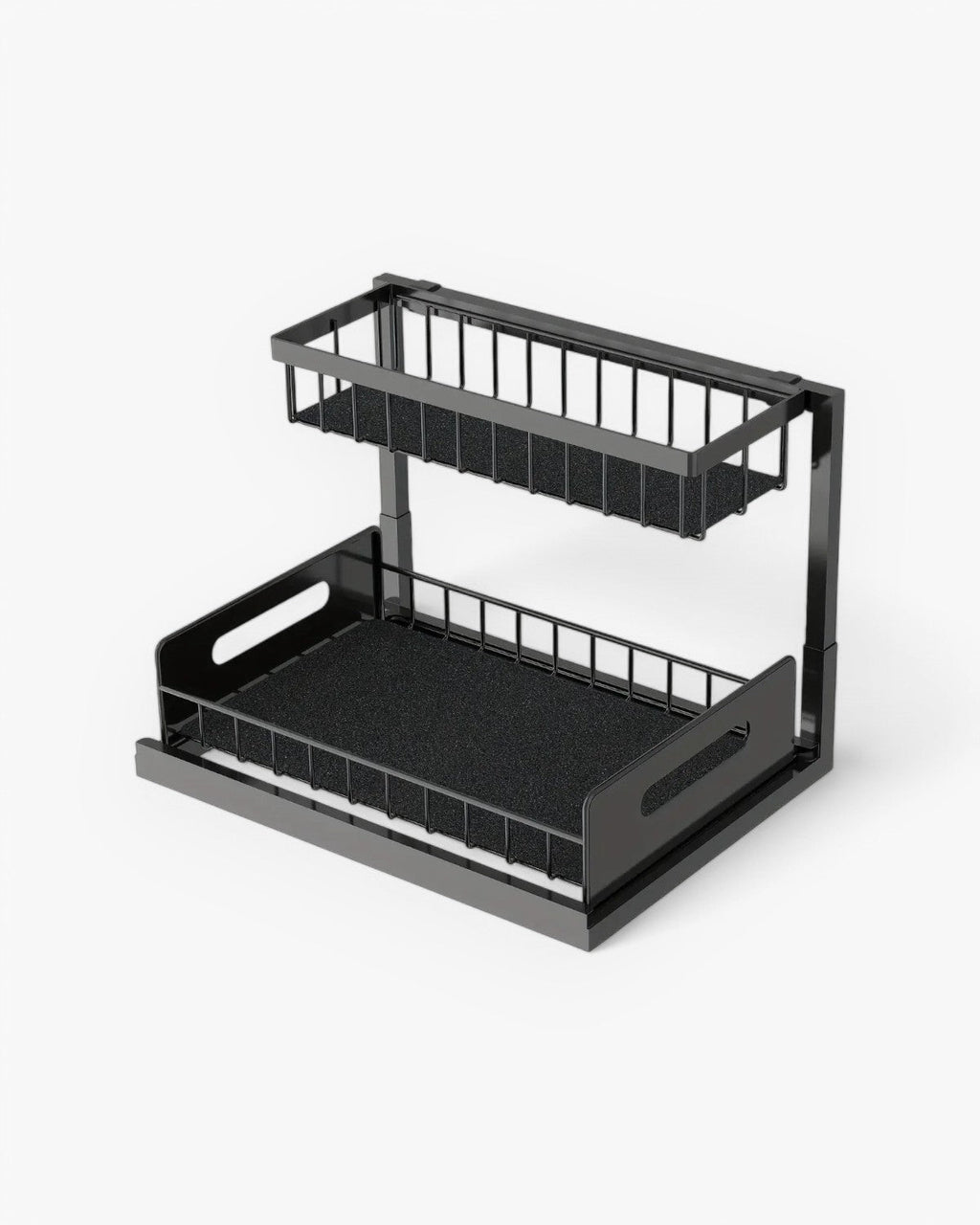 Under-Sink Extendable Cabinet Organizer With Two Levels Black And White