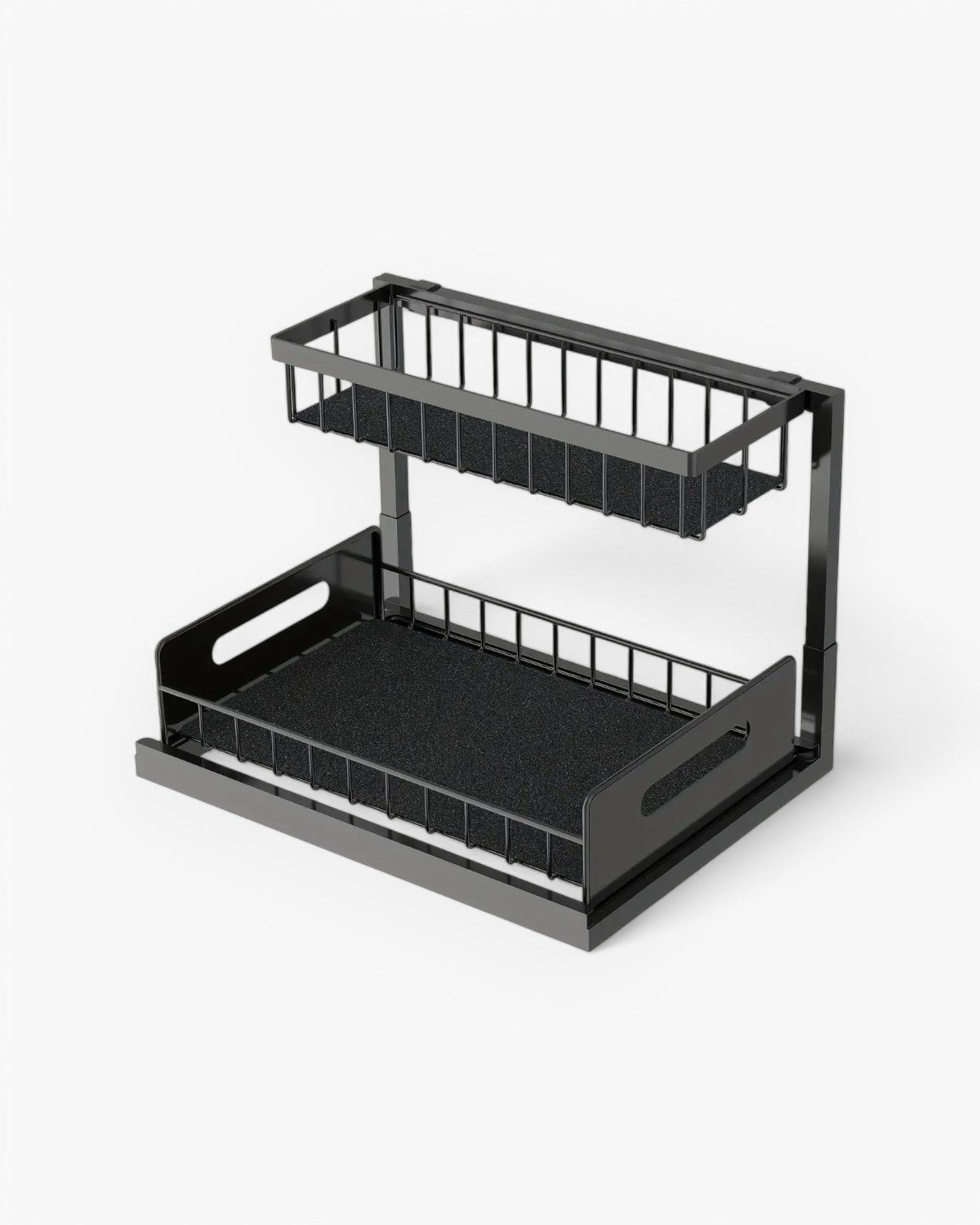 Under-Sink Extendable Cabinet Organizer With Two Levels Black And White