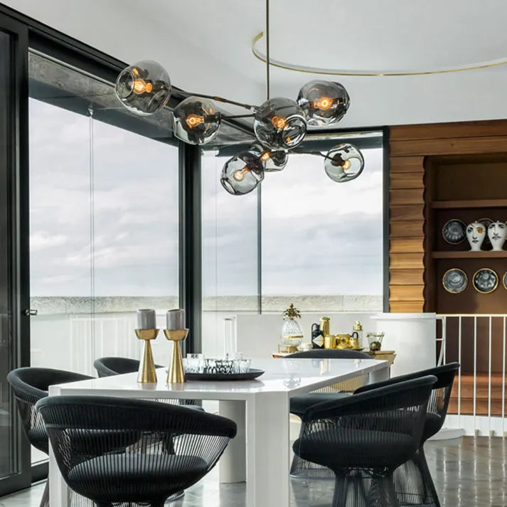 LustraNova Pendant Light With Glass Orbs And Branching Arms For Ambient Living Room Lighting