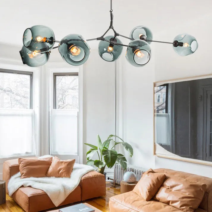 LustraNova Pendant Light With Glass Orbs And Branching Arms For Ambient Living Room Lighting