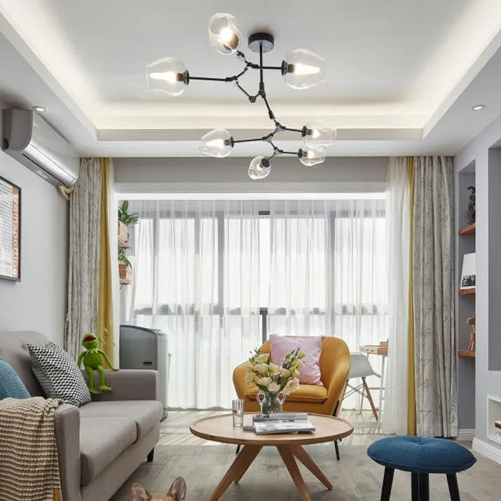 LustraNova Pendant Light With Glass Orbs And Branching Arms For Ambient Living Room Lighting