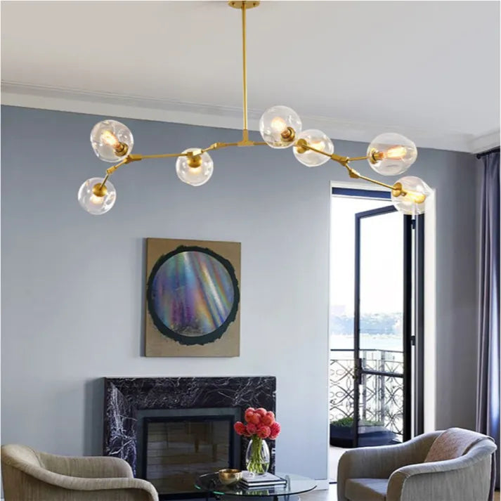 LustraNova Pendant Light With Glass Orbs And Branching Arms For Ambient Living Room Lighting