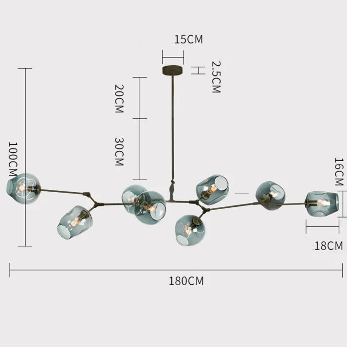 LustraNova Pendant Light With Glass Orbs And Branching Arms For Ambient Living Room Lighting