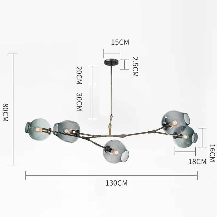 LustraNova Pendant Light With Glass Orbs And Branching Arms For Ambient Living Room Lighting