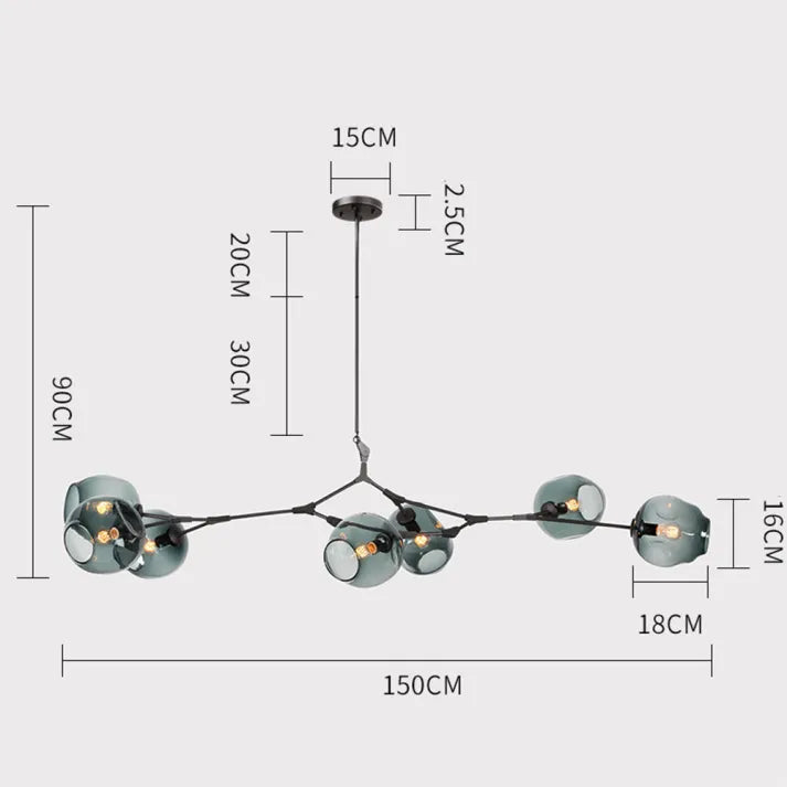 LustraNova Pendant Light With Glass Orbs And Branching Arms For Ambient Living Room Lighting