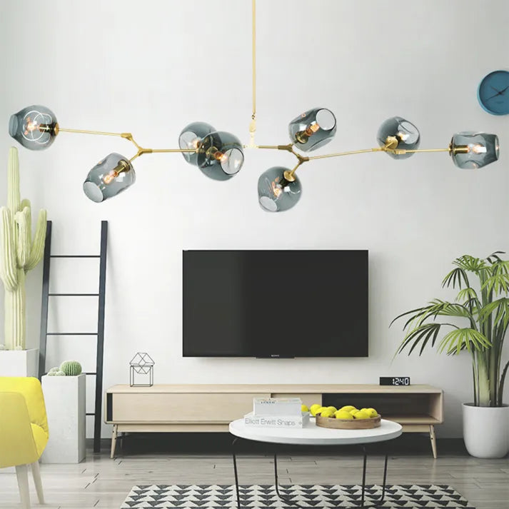 LustraNova Pendant Light With Glass Orbs And Branching Arms For Ambient Living Room Lighting