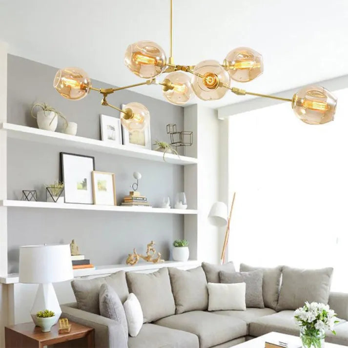 LustraNova Pendant Light With Glass Orbs And Branching Arms For Ambient Living Room Lighting
