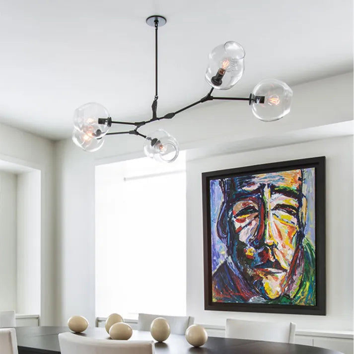 LustraNova Pendant Light With Glass Orbs And Branching Arms For Ambient Living Room Lighting