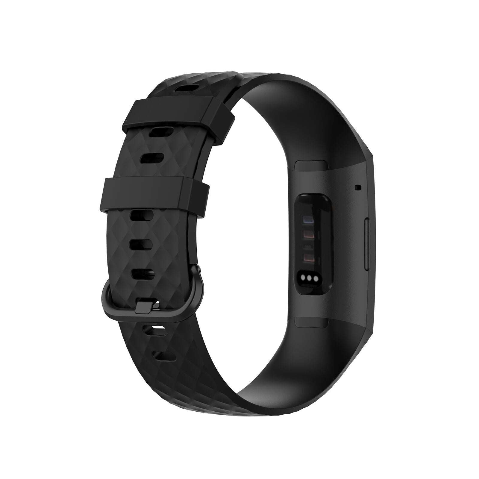 Náhradní řemínek Fitbit Charge 3 — černý silikon, povrch s diamantovou texturou