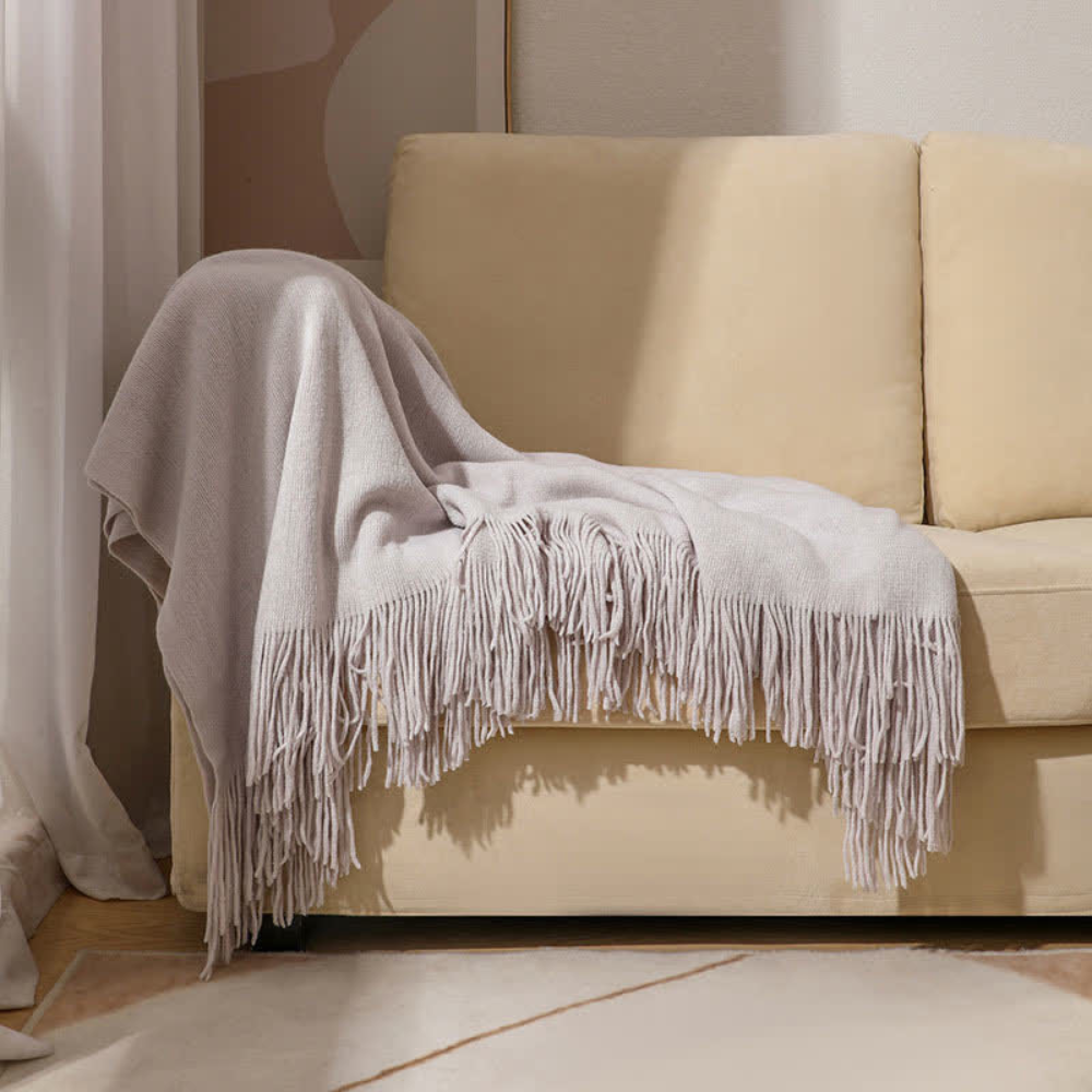 Thick Knit Throw with Tassels | Ka-mostore
