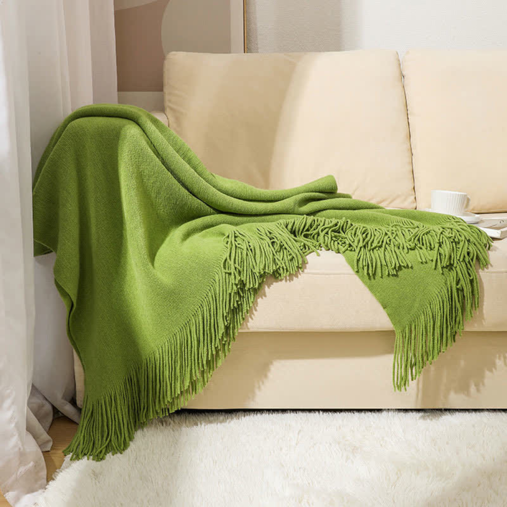 Thick Knit Throw with Tassels | Ka-mostore