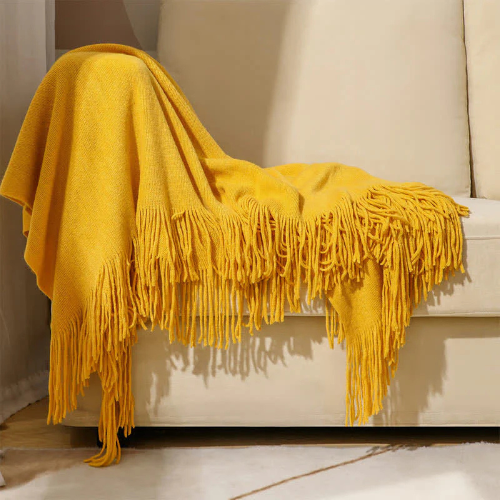 Thick Knit Throw with Tassels | Ka-mostore
